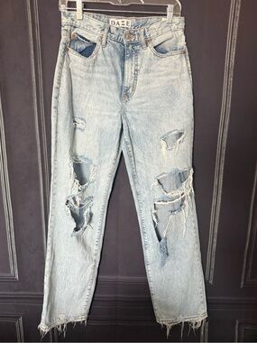 Daze Women's Light Blue Distressed Ripped Jeans